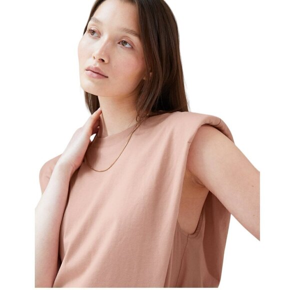 Aritzia Babaton Shoulder Pad T-Shirt Dress Pullover Short Sleeve Brown XXS - Picture 1 of 7